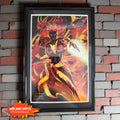 Framed 1994 Flair Marvel Jumbo Card Set – Cyclops, Storm, Punisher, Phoenix, Magneto – Vintage Superhero Wall Art