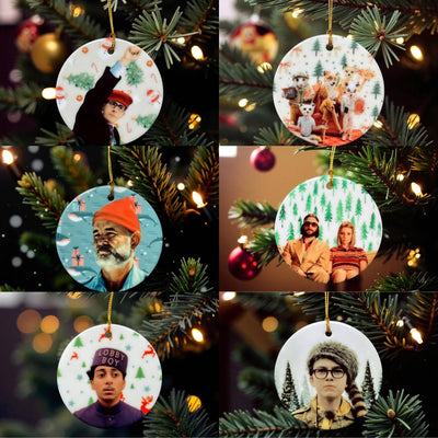 Wes Anderson Ornament Set – Handmade Ceramic Ornament Collection – Complete Holiday Movie Set