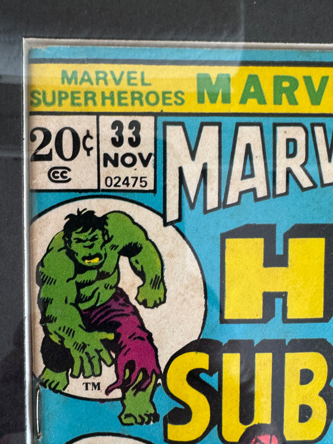 Marvel Super-Heroes Vol. 1 (1972) – Framed Bronze Age Hulk & Sub-Mariner Comic