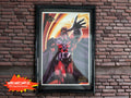 Framed 1994 Flair Marvel Jumbo Card Set – Cyclops, Storm, Punisher, Phoenix, Magneto – Vintage Superhero Wall Art